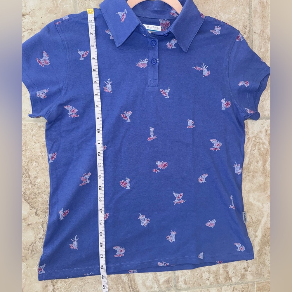 Women's Columbia blue South Sand Point Polo‎ PFG Shirt Size M - Picture 5 of 8